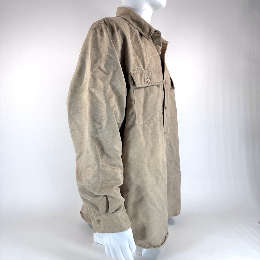 Vintage Knightsbridge 90s Faux Suede Button Up Shirt Men Beige XL Retro Hipster - Picture 4 of 13